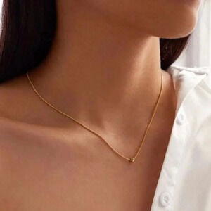 Dainty Gold Minimalist Bead Snakechain Necklace